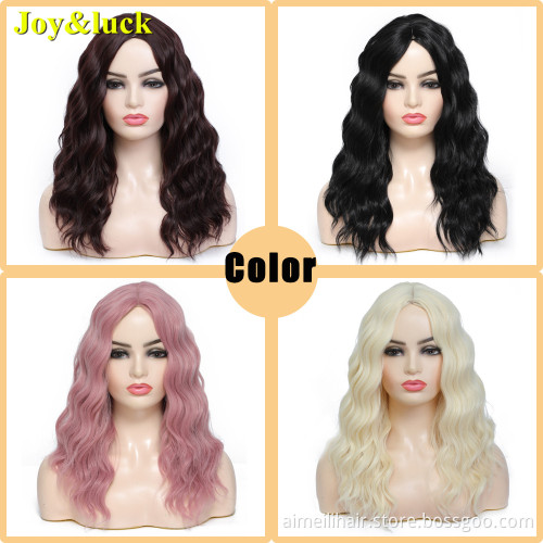 18inch Medium Length Wholesale Women's Wig Middle Part Finger Wave 613 Blonde Natural Water Wave Cosplay Costume Synthetic Wigs